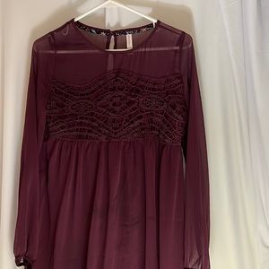 Long sleeve dress burgundy